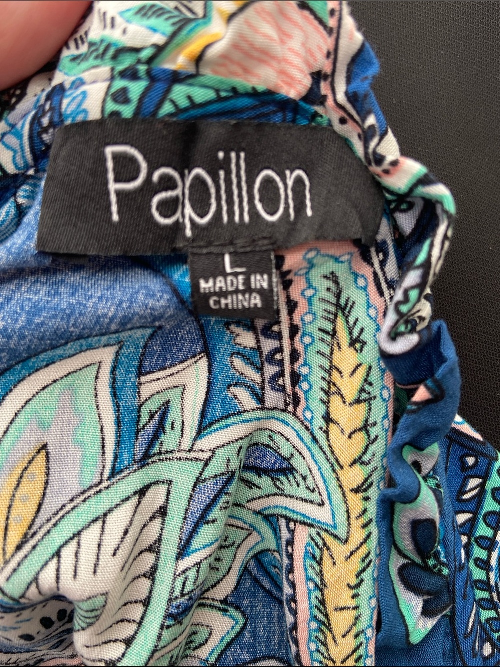 Papillon Blue Floral Tiered Swing Dress Size Large - Picture 7 of 7